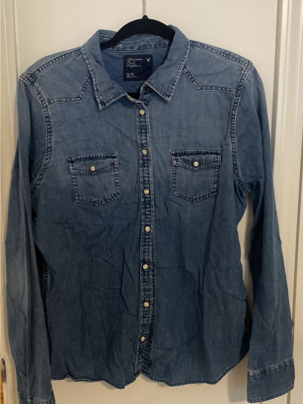 American Eagle Outfitters Light Blue Denim Shirt